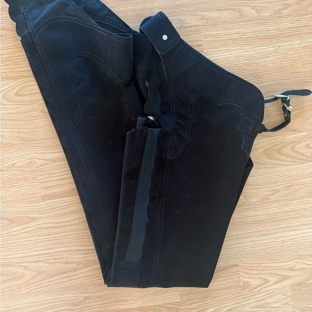 Black Hobby Horse Youth L Scallop Suede Chaps